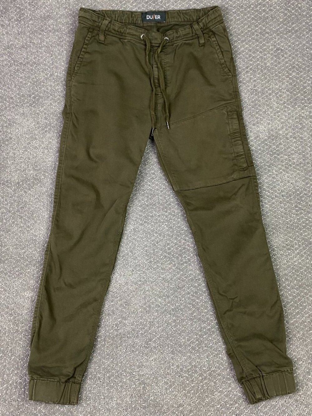DU/ER No Sweat N2X Slim Fit Joggers Pants Mens 31x29 Green Drawstring Cuff DUER